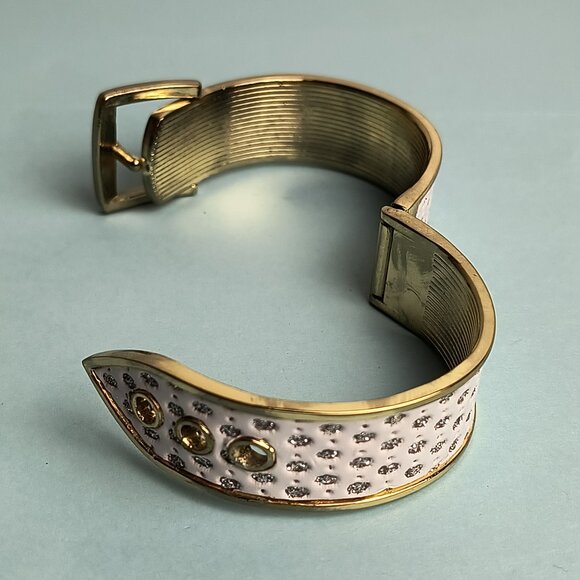 Exquisite Bracelet Belt Buckle Fold Over Hinge Clasp Cuff Bracelet White… - Picture 7 of 14